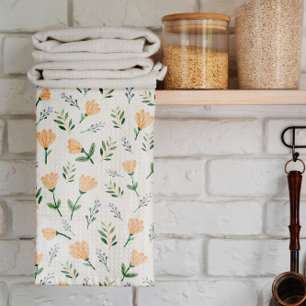 Paño De Cocina Floral Escandinavo Amarillo Suave