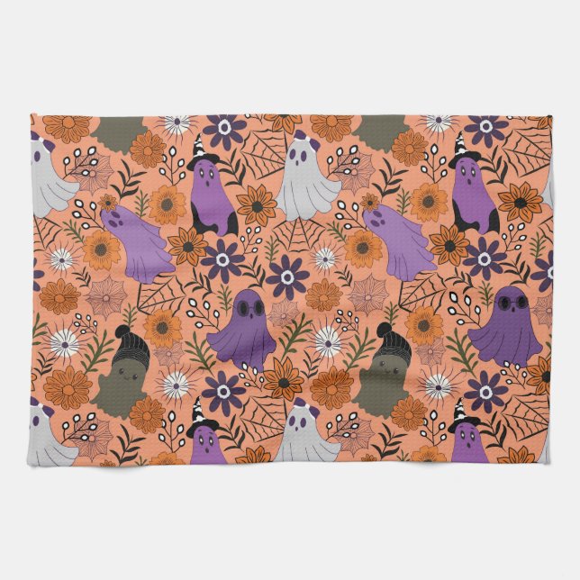 Paño De Cocina Floral espeluznante (Horizontal)