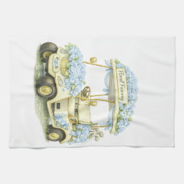 Paño De Cocina Floral Fairway Hydrangea Golf Cart White Tea Towel