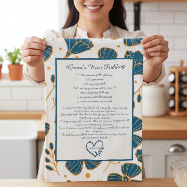 Paño De Cocina Floral Family Recipe Keepsake Custom  (Subido por el creador)