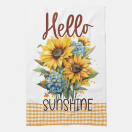 Paño De Cocina Floral giratoria amarillo Gingham Happy Sunshine