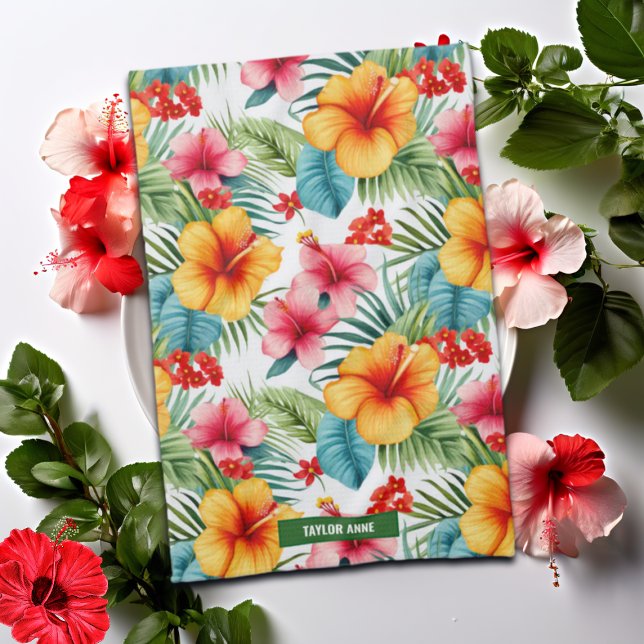 Paño De Cocina Floral hawaiana de color personalizado (Subido por el creador)