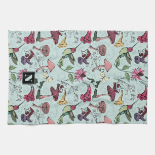 Paño De Cocina Floral Hummingbird Garden Mint