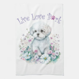 Paño De Cocina Floral maltesa Perro