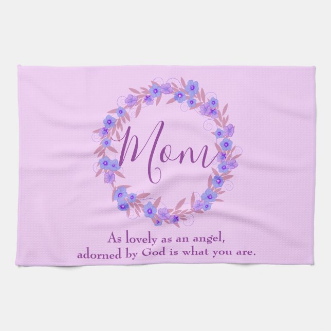 Paño De Cocina Floral morada y azul para mamá (Horizontal)
