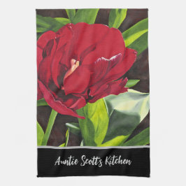Paño De Cocina Floral Peony Rojo