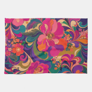 Paño De Cocina Floral psicodélico de lujo de los 60 tonos de joya