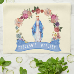 Paño De Cocina Floral religioso bendecida católico del Virgen