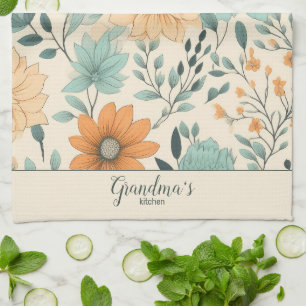 Paño De Cocina Floral retro de cocina de la abuela
