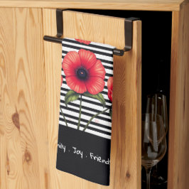 Paño De Cocina Floral Rojo Decorativo