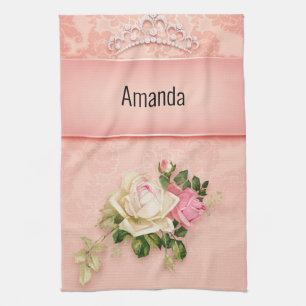Paño De Cocina Floral rosa con diseño de princesa Diamond Tiara