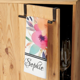 Paño De Cocina Floral rosa y rosa personalizada