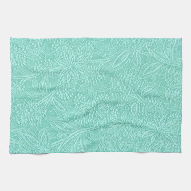 Paño De Cocina Floral verde de menta (Horizontal)