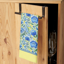 Paño De Cocina Florales Amarillos Y Azules