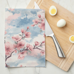 Paño De Cocina Florecimiento de Cerezo Japonés Rosa Azul