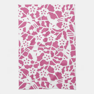 Paño De Cocina Florencia de aves y ciruelas, diseño japonés