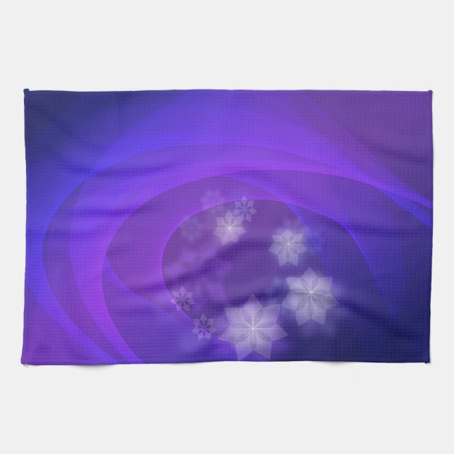 Paño De Cocina Flores Abstractas En Fondo Indigo Doblado (Horizontal)