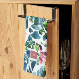 Paño De Cocina Flores acuarelas monogramadas botánicamente