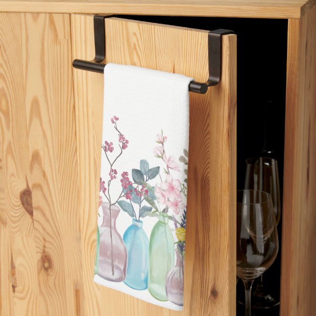 Paño De Cocina Flores acuáticas florecen jardines en botellas (Pliegue de tercios)