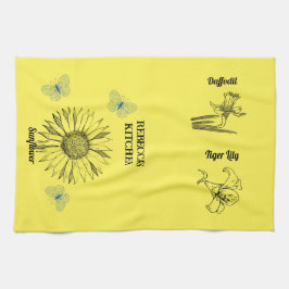 Paño De Cocina Flores amarillas ilustradas