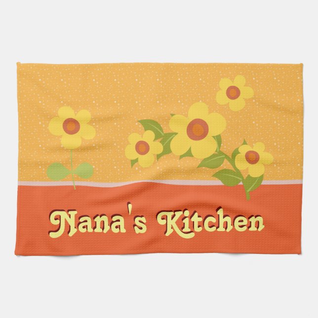 Paño De Cocina Flores Amarillas Personalizadas Para Nana (Horizontal)