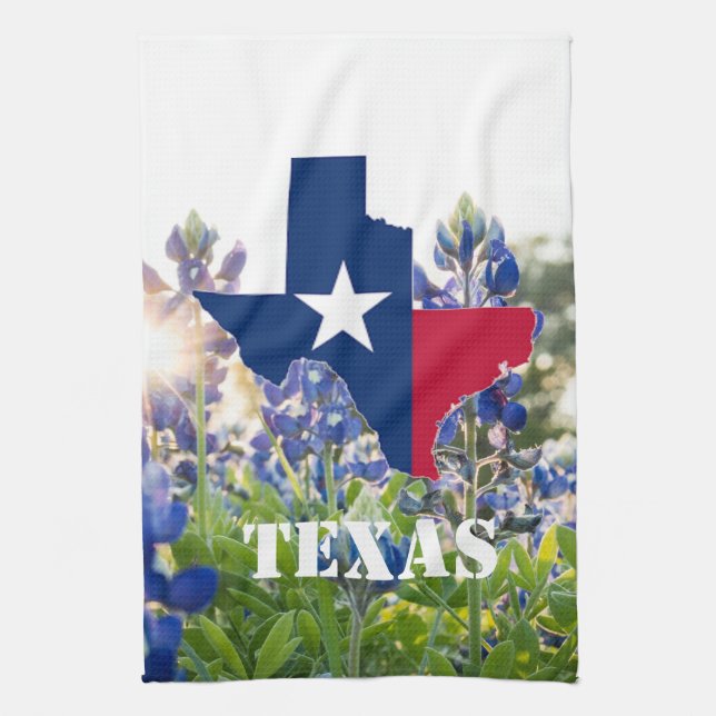 Paño De Cocina Flores azules azul Texas texan Floral (Vertical)