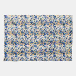 Paño De Cocina Flores azules de tela vintage de Jouy France