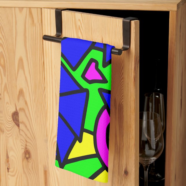 Paño De Cocina Flores azules Doodle Art (Pliegue de tercios)