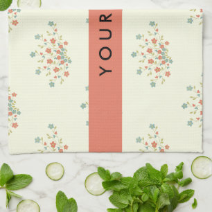 Paño De Cocina Flores Azules y Rojas, Rojo, Tu Nombre
