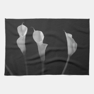 Paño De Cocina Flores blancos y negros