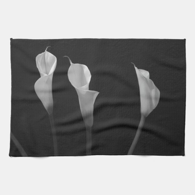 Paño De Cocina Flores blancos y negros (Horizontal)