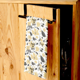 Paño De Cocina Flores Clematis de color gris amarillo