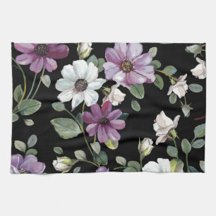 Paño De Cocina Flores Cosmos Elegantes: Sin Marea acuarela.