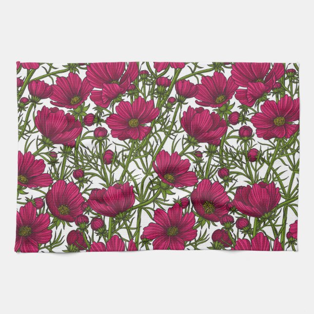 Paño De Cocina Flores Cosmos rosadas (Horizontal)