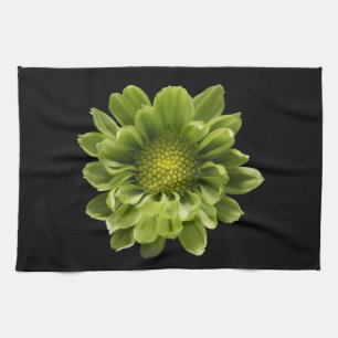 Paño De Cocina Flores Crisantemo verde