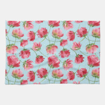 Flores de Acuarela Rojo Carmesín Tossed Lunares