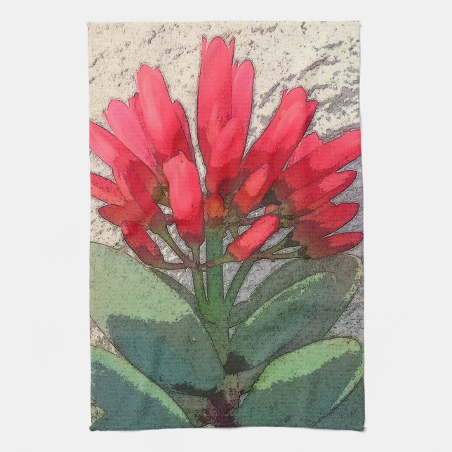 Paño De Cocina Flores de agave roja (Vertical)