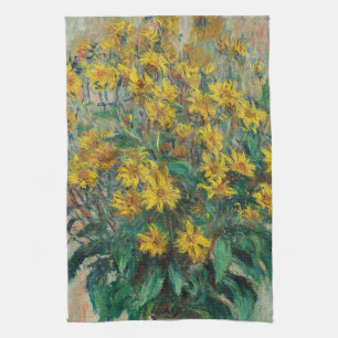 Paño De Cocina Flores de alcachofa de Jerusalén por Claude Monet