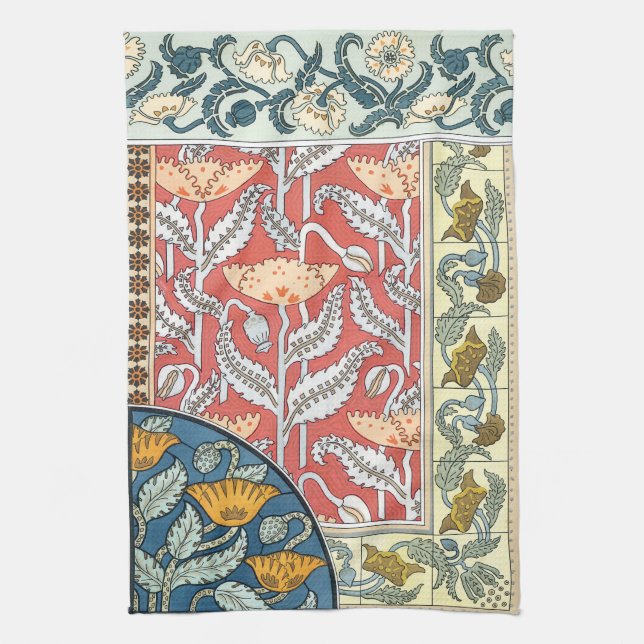 Paño De Cocina Flores de amapola Art Nouveau floridas (Vertical)