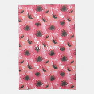 Paño De Cocina Flores de amapola roja