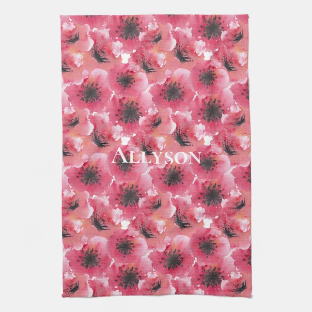 Paño De Cocina Flores de amapola roja (Vertical)