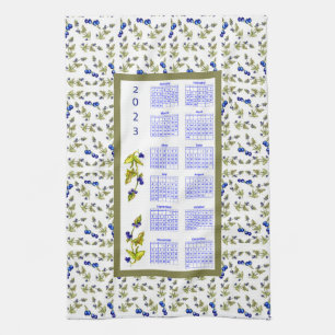 Paño De Cocina Flores de arándanos estampadas del calendario 2023