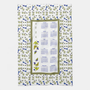 Paño De Cocina Flores de arándanos estampadas del calendario 2024
