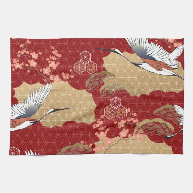 Paño De Cocina Flores de cerezo de kimono japonesas (Horizontal)