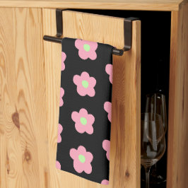 Paño De Cocina Flores de cerezo en negro