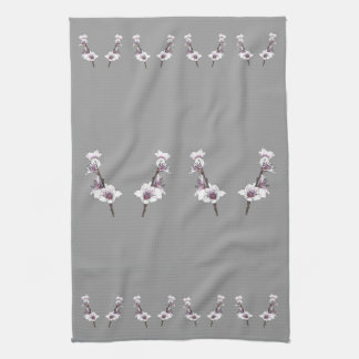 Paño De Cocina Flores de cerezo rosadas en gris