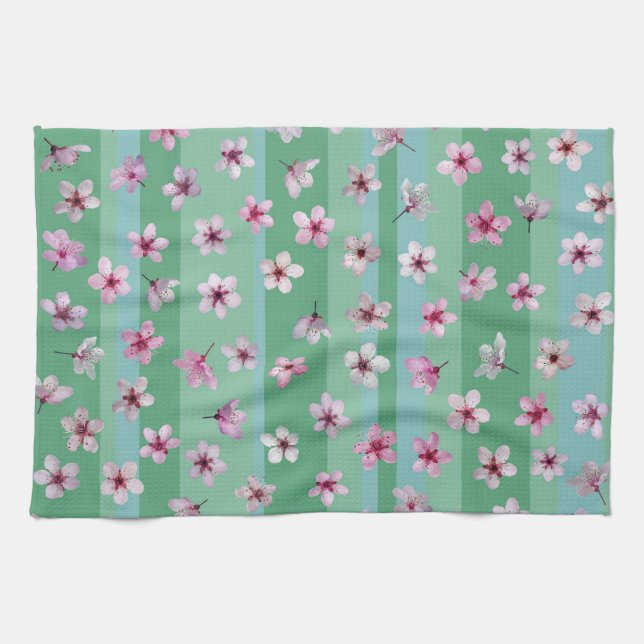 Paño De Cocina Flores de ciruela Tiras de Dishtowel (Horizontal)