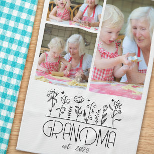 Paño De Cocina Flores de Collage de fotos de la abuela