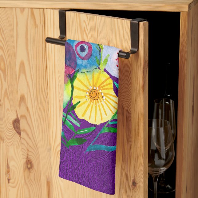 Paño De Cocina Flores de colmenillas moradas florales (Pliegue de tercios)