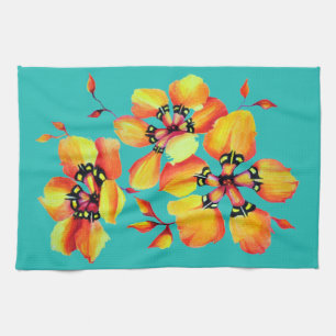 Paño De Cocina Flores de color de agua Harlequin Sparaxis Tricolo